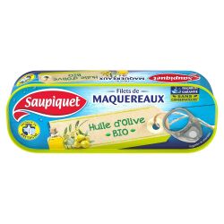Saupiquet Filets De Maquereaux Huile D'Olive Bio : La Boite 120G