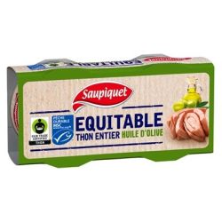 Saupiquet Thon Entier Huile D'Olive Equitable 2 X 65 G