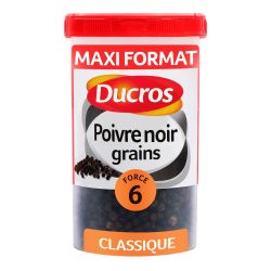 Ducros Poivre Noir Grains Force 6 : Le Pot De 90 G