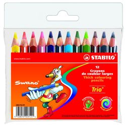Stabilo Crayon De Coloriage Trio Court Étui Carton X 12 Mini Crayons Couleur