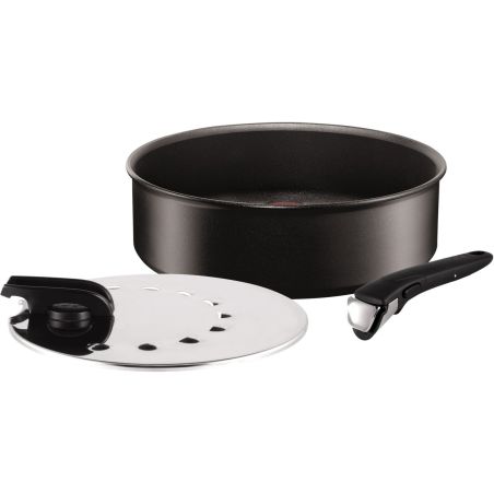 Tefal L6503303 Ingenio Expertise Sauteuse + Poignée Et Couvercle Tous Feux Dont Induction Noir 26 Cm