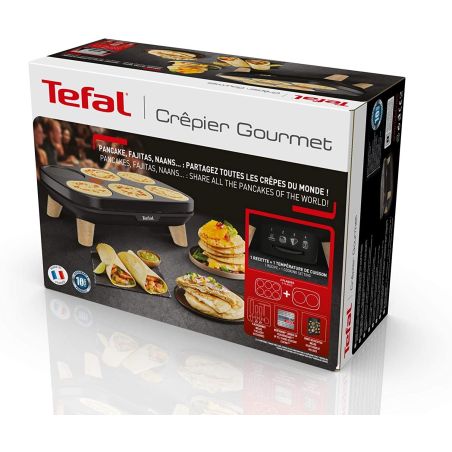 Tefal Crêpière Deux Plaques Antiadhésives Température Règlable, Louche Répartiteur Grande Et Mini-Spatules Py900D1 Py900812