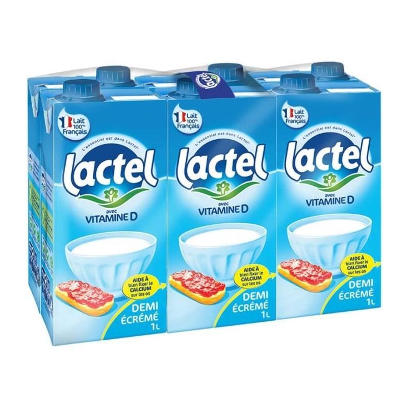 Lactel Lait Demi-Écrémé Brique 1L Lact Mp 330