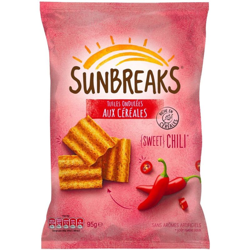 Sunbreaks Tuiles Ondulées Aux Céréales Saveur Sweet Chili 95G