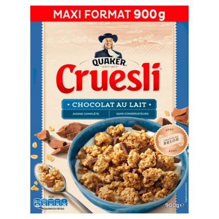 Quaker Céréales Cruesli Chocolat Au Lait : La Boite De 900G