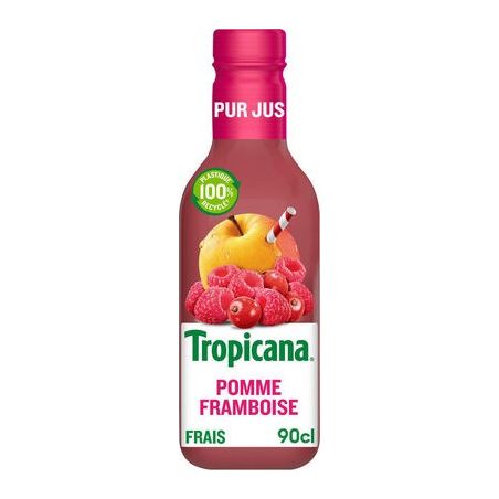 Tropicana 900Ml Pur Jus Pomme Framboise Sans Sucres Ajoutés