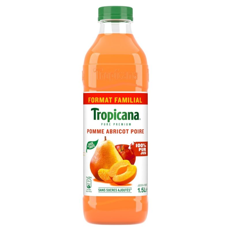 Tropicana Jus Pomme Abricot Poire Sans Sucres Ajoutés : La Bouteille D'1,5L