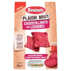 Bénénuts Biscuits Apéritifs Croustillants Aux Légumes Saveur Betterave, Confit De Piment Doux : Le Sachet 85G