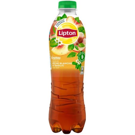 Lipton Ice Tea Boisson À Base De Thé Saveur Pêche Blanche Et Basilic 1L