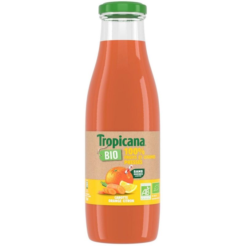 Tropicana 100% Fruits Et Légumes Pressés Carotte Orange Citron Bio 75Cl