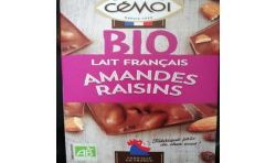 Cémoi Tablette Bio Lait Amandes Raisins 180G