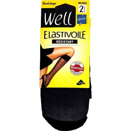 Well Mi-Bas Femme Noirs Elastivoile Résistant T35/41 : Le Lot De 2 Paires