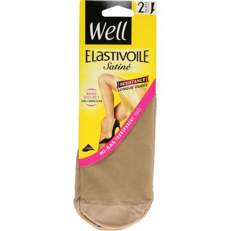 Well Mi-Bas Femme Beiges Elastivoile Satiné Tu : Le Lot De 2 Paires