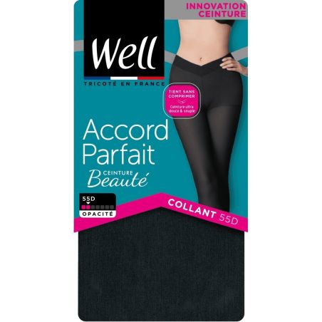 Well Collant Opaque Accord Parfait Ceinture Beauté 55D Noir T3