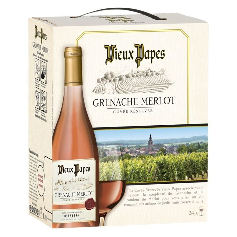 Vieux Papes Vin De Table Français Grenache Merlot Bib 3L