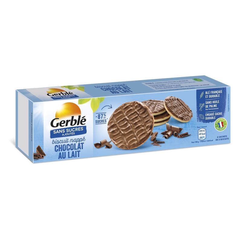 Gerble Gerblé Biscuits Chocolat Lait S/Sucres Ajoutés : La Boite De 12 - 125 G