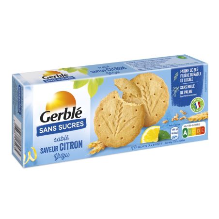 Gerblé Biscuits Sablé Citron Yuzu S/Sucres : Le Paquet De 12 - 132 G
