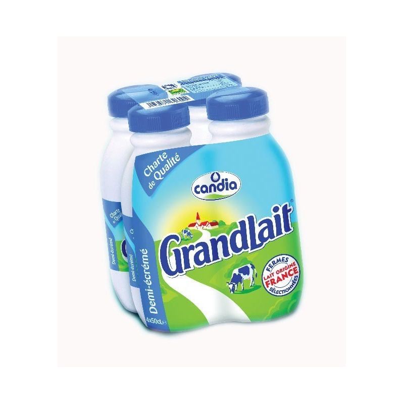 Candia Lait Uht Demi-Écrémé Grandlait Mini-Bouteilles 4X50Cl - 2L