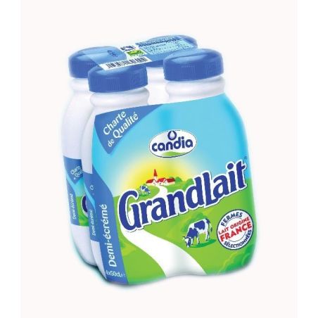 Candia Lait Uht Demi-Écrémé Grandlait Mini-Bouteilles 4X50Cl - 2L