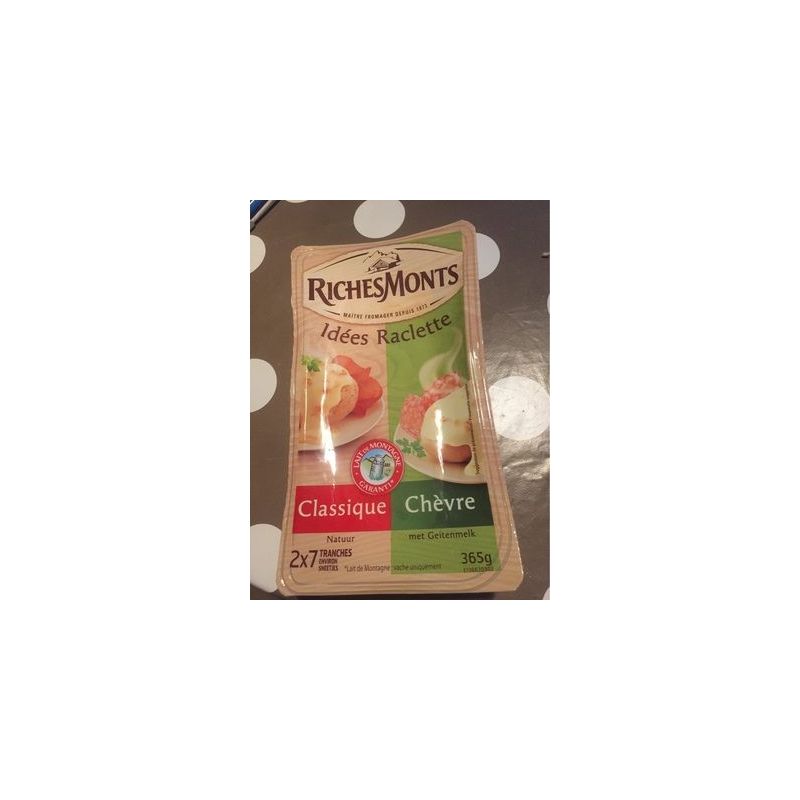 Riches Monts 365G Fromage En Tranches À Raclette Classique Et Chévre