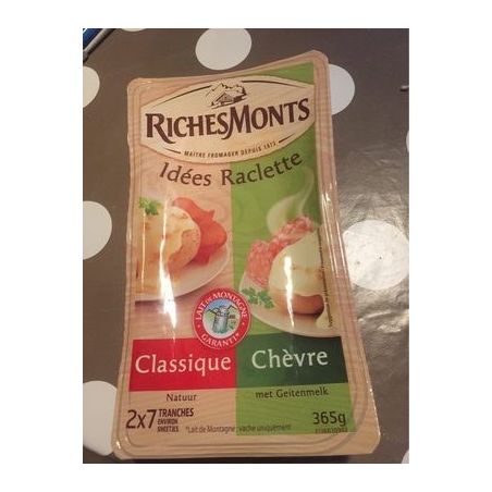 Riches Monts 365G Fromage En Tranches À Raclette Classique Et Chévre