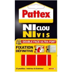 Pattex Adhésif De Fixation Ni Clou Vis, 12 Pastilles - 5 X 1.9 Cm