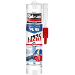 Rubson Mastic Bain, Cuisine Pure Lissage, Sanitaire Blancheur Longue Durée, Joint D’Étanchéité Anti-Moisissures, Blanc, 280 Ml