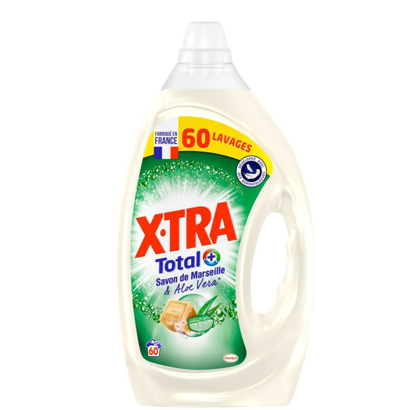 X-Tra Lessive Liquide Savon Marseille Et Aloe Vera : Le Bidon De 3L