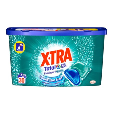 X-Tra Lessive Capsule Fraîcheur + 2En1 : La Boîte De 30 Capsules