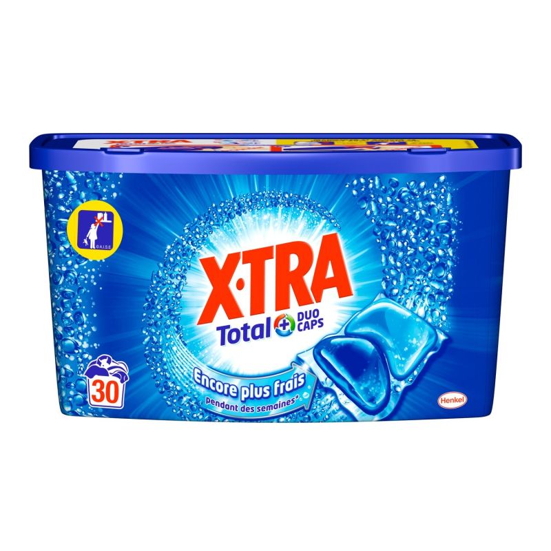 X-Tra Lessive Capsule Total + 2En1 : La Boîte De 30 Capsules