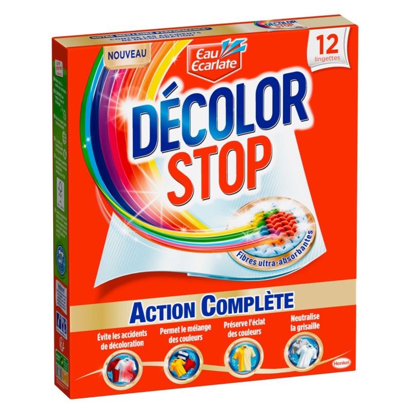 Deco Stop Eau Ecarlate Décolor Lingettes Linge Anti-Décoloration : La Boîte De 16