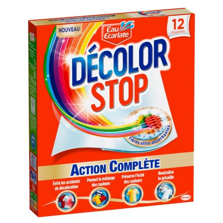 Deco Stop Eau Ecarlate Décolor Lingettes Linge Anti-Décoloration : La Boîte De 16