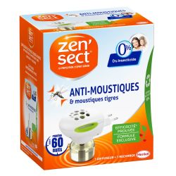 Zensect Zen'Sect Diffuseur Électrique Anti-Moustiques 60 Nuits : Le + Une Recharge