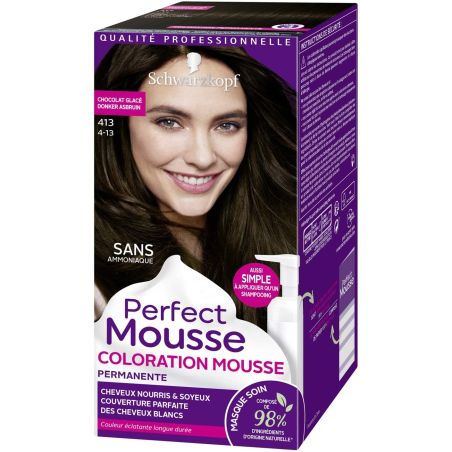 Schwarzkopf Perfect Mousse Coloration Permanente Cheveux Chocolat Glace 413