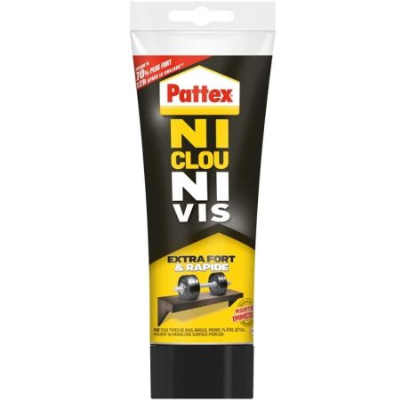 Pattex Ni Clou Vis Extra Fort & Rapide, Colle De Fixation Surpuissante, Prise Instantanée, Blanche, Tube 260 G