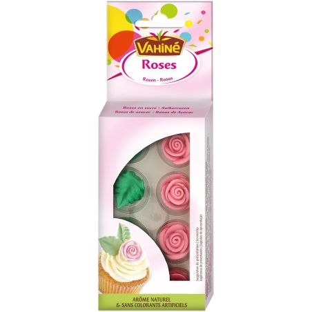 Vahiné Décors Roses Et Feuilles En Sucre : La Boite 4 + 8