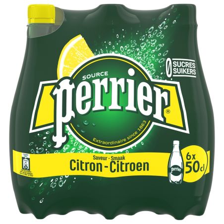 Perrier Eau Gazeuse Saveur Citron : Le Pack De 6 Bouteilles 50Cl