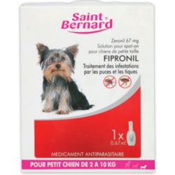 St Bernard Saint Zeronil Solution Spot-On Chiens De Petite Taille Fipronil 0,67 Ml
