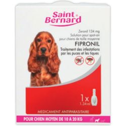 St Bernard Saint Zeronil Solution Spot-On Chiens De Taille Moyenne Fipronil 1,34 Ml