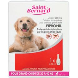 St Bernard Saint Zeronil Solution Spot-On Chiens De Grande Taille Fipronil 2,68 Ml