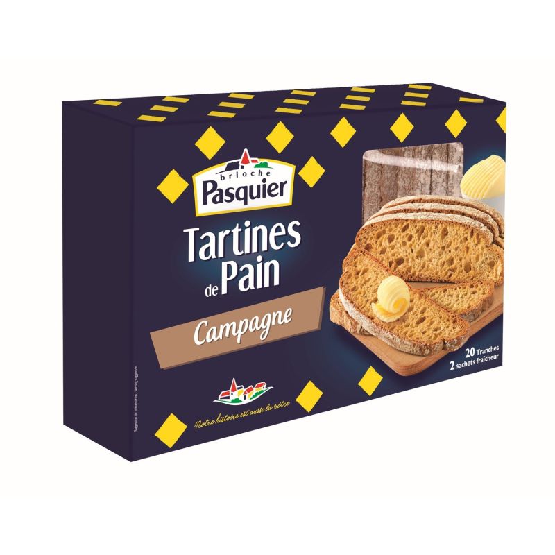 Pasquier Tartines Pain Campagne Grillé Brioche : Le Paquet De 20 Tranches - 167 G