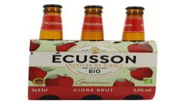 Écusson Cidre Brut Généreux 5.5° Bio : Le Pack De 3 Bouteille 33Cl