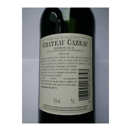 Château Cazeau 75Cl Bordeaux Rouge 2014