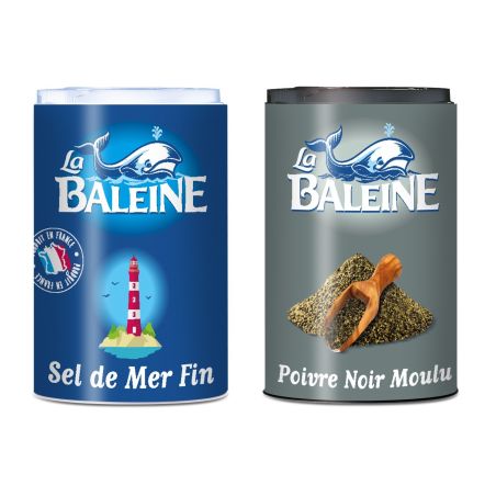 La Baleine Duo Sel De Mer Fin 50G + Poivre Noir Moulu 18G