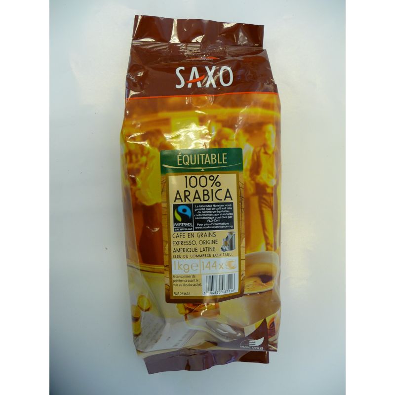 Saxo 1Kg Cafe Grain Pur Arabica Max Havelars