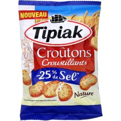 Tipiak Croûtons Croustillants -25% Sel : Le Sachet De 80G