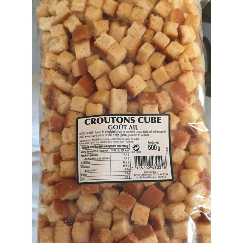 Tipiak Croûtons Cube Goût Ail, Le Sachet De 500G