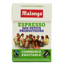 Malongo 10 Capsules Cafe Moulu Petits Producteurs