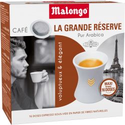 Malongo Café Dosettes Pur Arabica : Les 16 De 6,5 G - 104