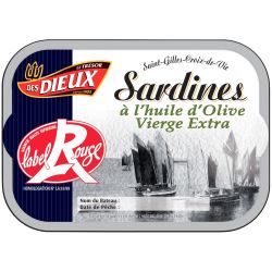 Le Trésor Des Dieux Sardines À L'Huile D'Olive Label Rouge : La Boite De 86,3 G Net Égoutté